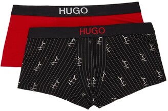 HUGO BOSS Two-Pack Black & Red Logo Trunk Boxers