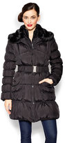 Thumbnail for your product : Betsey Johnson Betsey Down Fur Collar Belted Coat