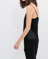 Thumbnail for your product : Zara 29489 Top With Faux Leather Front