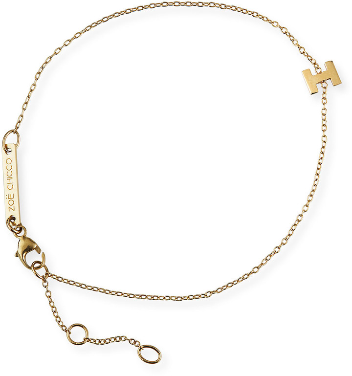 Zoë Chicco 14k Gold Block Initial Bracelet - ShopStyle
