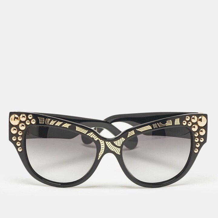 Anna Karin Karlsson Black Gradient Mademoiselle Dor Studded Cat Eye Sunglasses