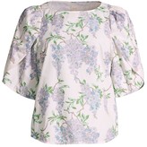 Rebecca Taylor Womens Short Floral Tie Sleeve Top