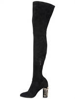 Thumbnail for your product : Rene Caovilla 90mm Swarovski Suede Over The Knee Boots