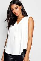 Thumbnail for your product : boohoo Woven Sleeveless V Neck Pleat Front Blouse