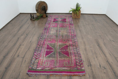 Bungalow Rose Bohemian Runner Rug, 38.6x116.1 Inch Pink Patchwork Rug