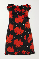 Thumbnail for your product : De La Vali Dolly Strapless Ruffled Floral-print Crepe Mini Dress