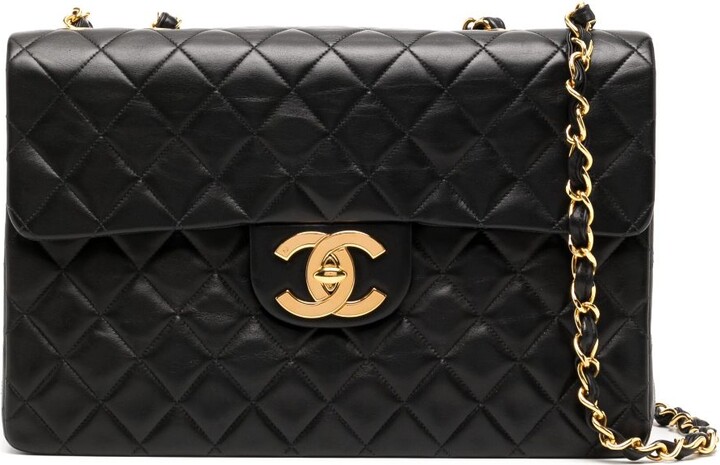 Chanel Pre-owned 1995 Jumbo Classic Flap Shoulder Bag - Black