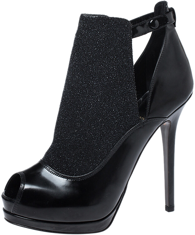 black peep toe platform booties