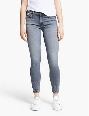 7 For All Mankind The Skinny Slim Illusion Crystal Crop Jeans, Grey