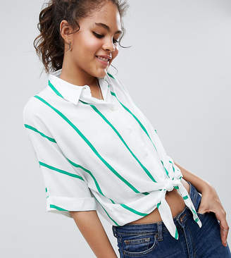 ASOS Tall DESIGN Tall Exclusive Tie Front Shirt In Stripe