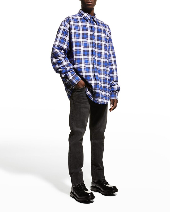Balenciaga Men's Plaid Flannel Padded Shirt Jacket - ShopStyle