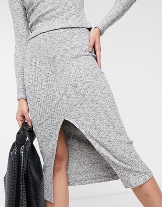 Palones Pull-on Rib Knitted Skirt in Grey