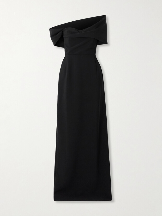 Carolina Herrera Off-the-shoulder Draped Crepe Gown - Black
