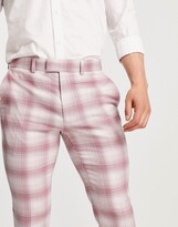 Thumbnail for your product : Topman skinny fit check suit trousers in pink