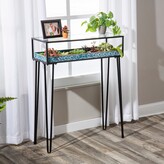 Thumbnail for your product : Evergreen Metal Table with Glass Top and Teal Metal Planter Dish
