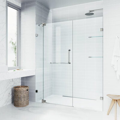 VIGO Pirouette 48-54" W x 72" H Pivot Frameless Shower Door with 3/8" Clear Glass