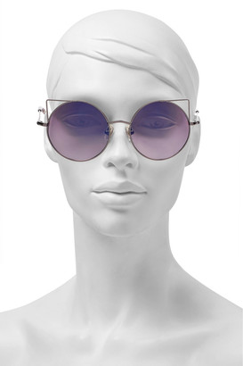 Matthew Williamson Round-frame Gunmetal-tone Sunglasses
