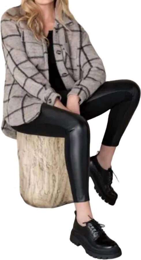 Faux Leather Ponte Legging Pants In Black
