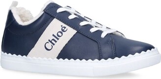 Chloé Children Leather-Shearling Sneakers