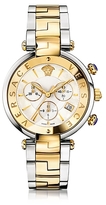 Versace Revive Chrono Stainless Steel and PVD Gold Plated Women's Watch w/White Mother of Pearl Dial