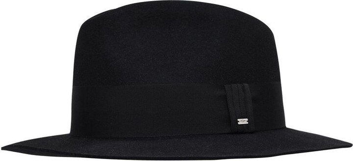 Mens Hats Saint Laurent Fedora Hat Saint Laurent Embellished Wool