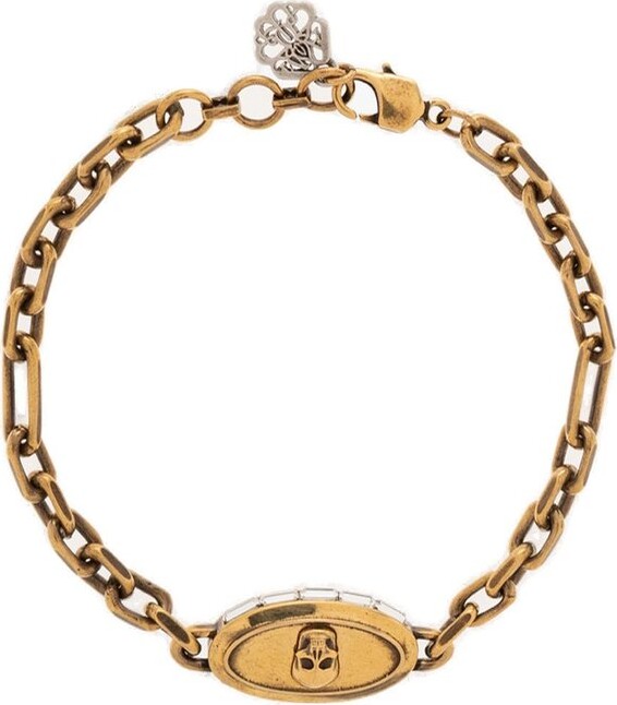 Alexander McQueen Skull Charm Cuban-Link Chain Bracelet