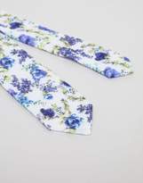 Thumbnail for your product : ASOS DESIGN wedding floral tie & pocket square in blue