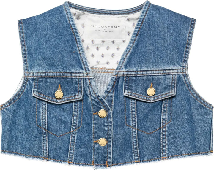 Philosophy di Lorenzo Serafini Cropped Denim Gilet
