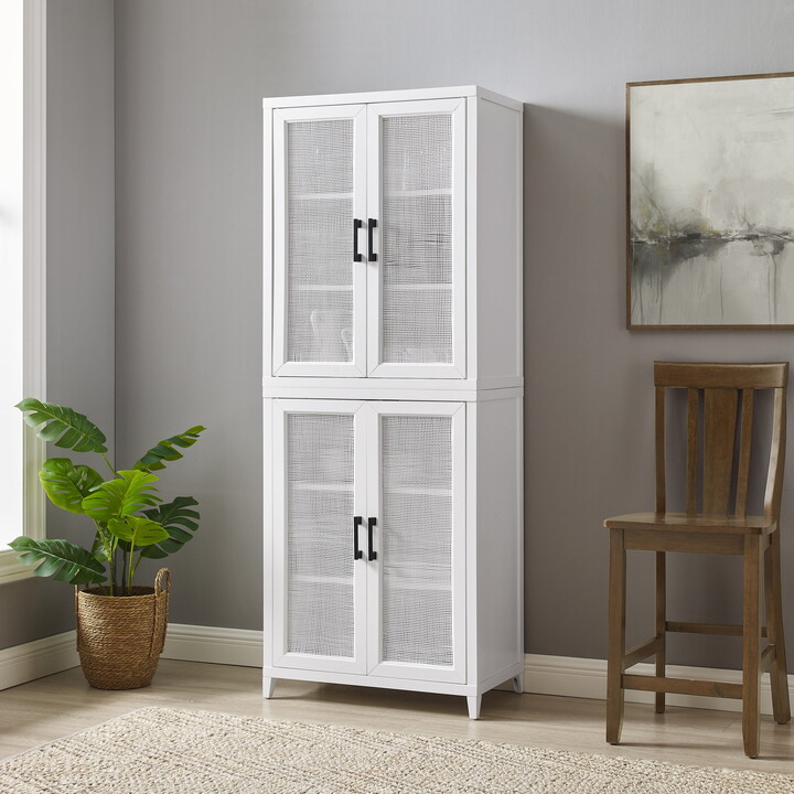 Milo Tall Storage Pantry White - 2 Stackable Pantries
