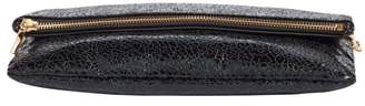 Sole Society Black Crackle Faux Leather Foldover Clutch