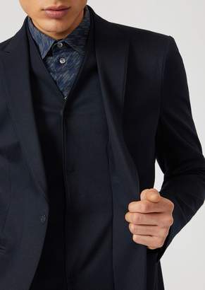 Emporio Armani Single-Breasted Bib Front Jacket In Stretch Jersey
