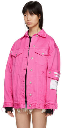 MSGM Pink Oversized Pocket Denim Jacket