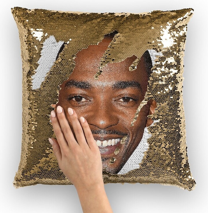 Anthony Mackie Sequin Pillow | Celebrity Cushions Cool Case Funny Gift Idea For Half Nelson Movie Fans