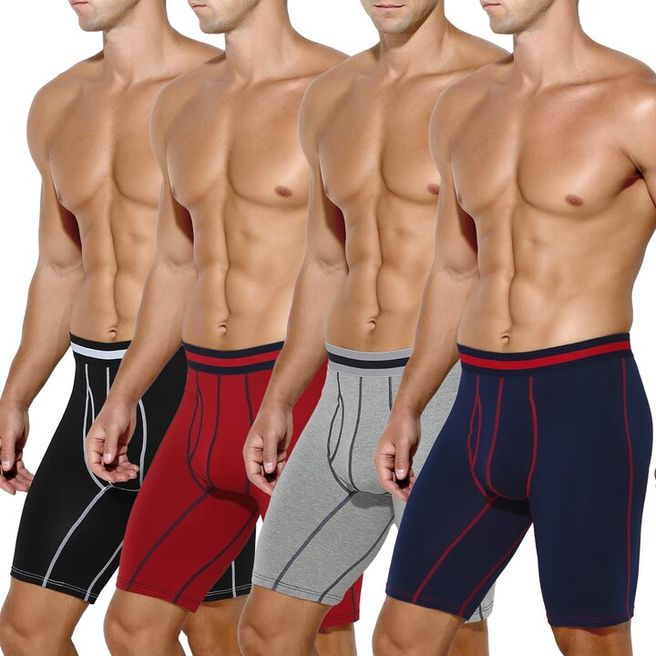 Casey Kevin Men's Long Leg Boxer Shorts Cotton Soft Trunks Sports