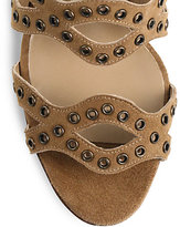 Thumbnail for your product : Manolo Blahnik Cridamu Suede Grommet Sandals