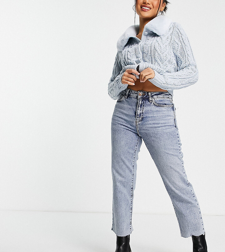New Look Petite straight leg jeans in light blue - ShopStyle