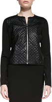 Thumbnail for your product : Carmen Marc Valvo Carmen by Zip-Front Jacket with Quilted Faux-Leather Front