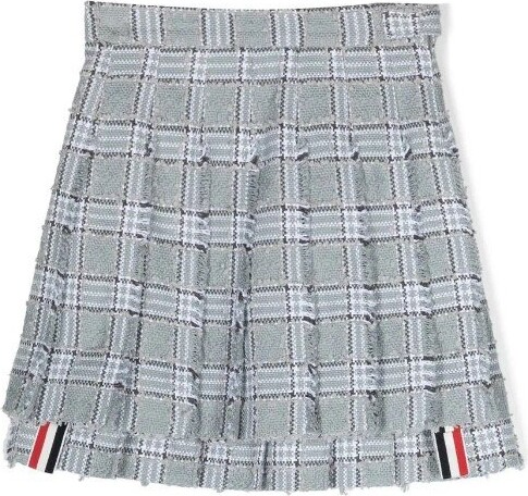Thom Browne Kids Pleated Check Skirt