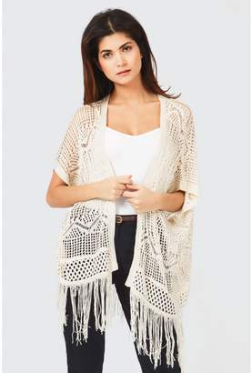 Select Fashion Fashion Womens White Crochet Kimono Cardigan - size M/L