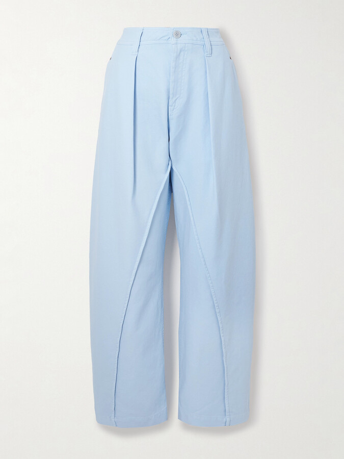 J.W.Anderson Pleated Cotton-twill Barrel-leg Pants - Blue
