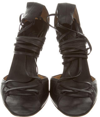 Hermes Leather Lace-Up Sandals