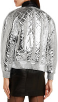 Thumbnail for your product : Saint Laurent Quilted Metallic Leather Bomber Jacket - Silver