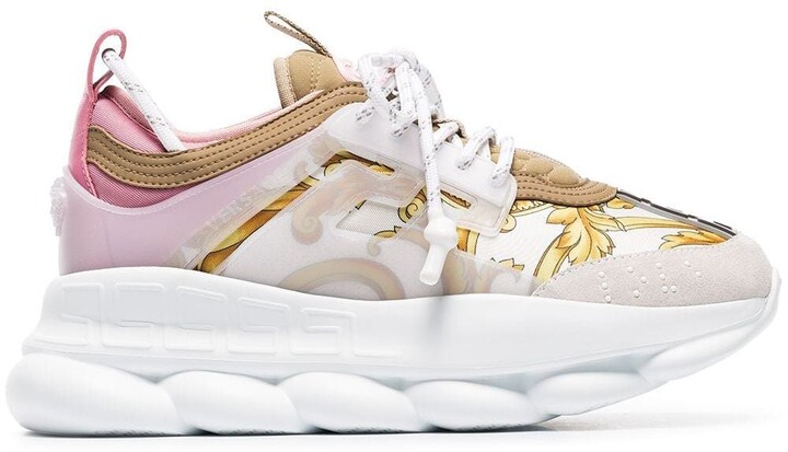 Versace multicoloured Chain Reaction Baroque leather and fabric sneakers -  ShopStyle