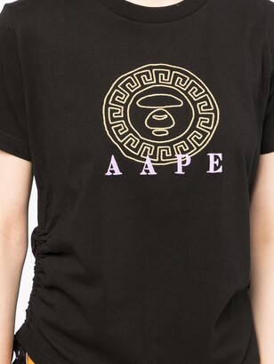 AAPE BY *A BATHING APE® ruched logo-embroidered T-shirt