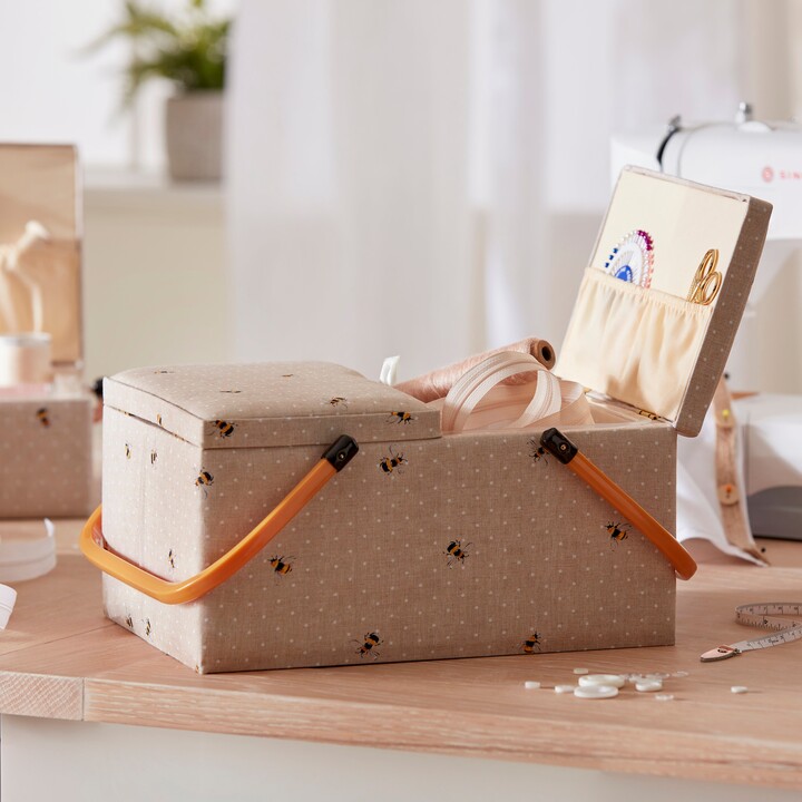 Dunelm Bee Twin Lidded Sewing Basket Natural ShopStyle
