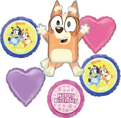 Bingo Birthday 6-Piece Foil Balloon Bouquet By Anagram in Pink