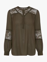Thumbnail for your product : French Connection Epita Lace Panel Blouse, Loden Green