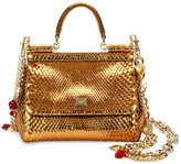 Thumbnail for your product : Dolce & Gabbana Miss Sicily Small Metallic Python Satchel Bag, Gold