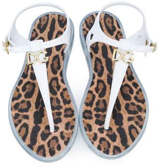 Dolce & Gabbana Kids logo T-bar sandals