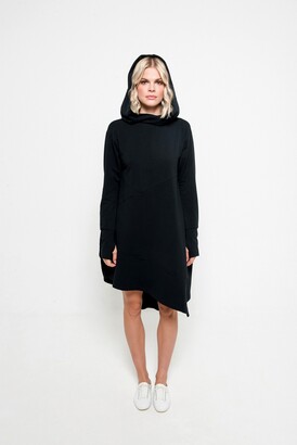 non NON+ - NON524 Oversized Abstract Sweater Dress - Black